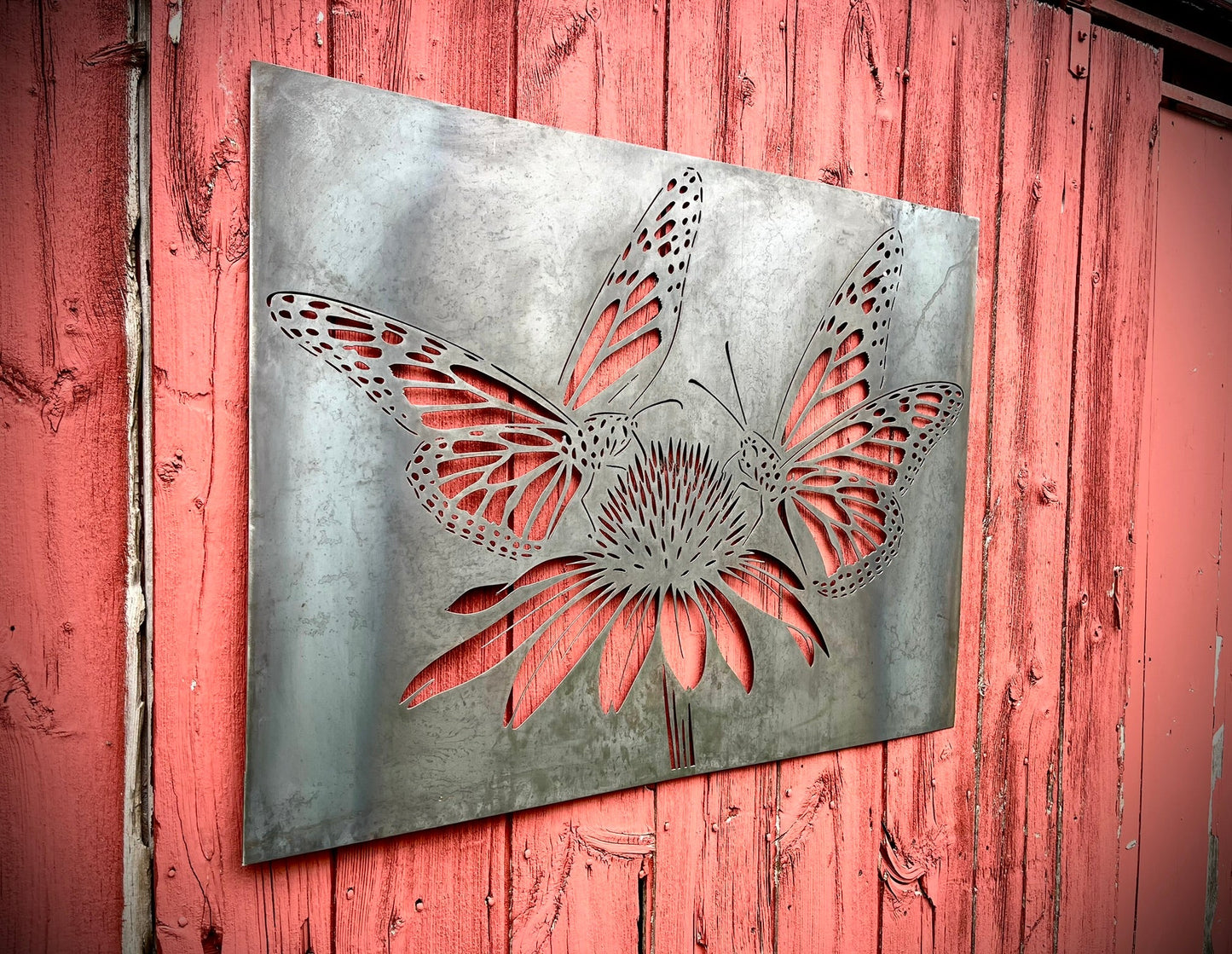 Monarch Coneflower Steel Wall Art - Corten Available - corten dragonfly - dragonfly privacy panel - Northern Forge, LLC
