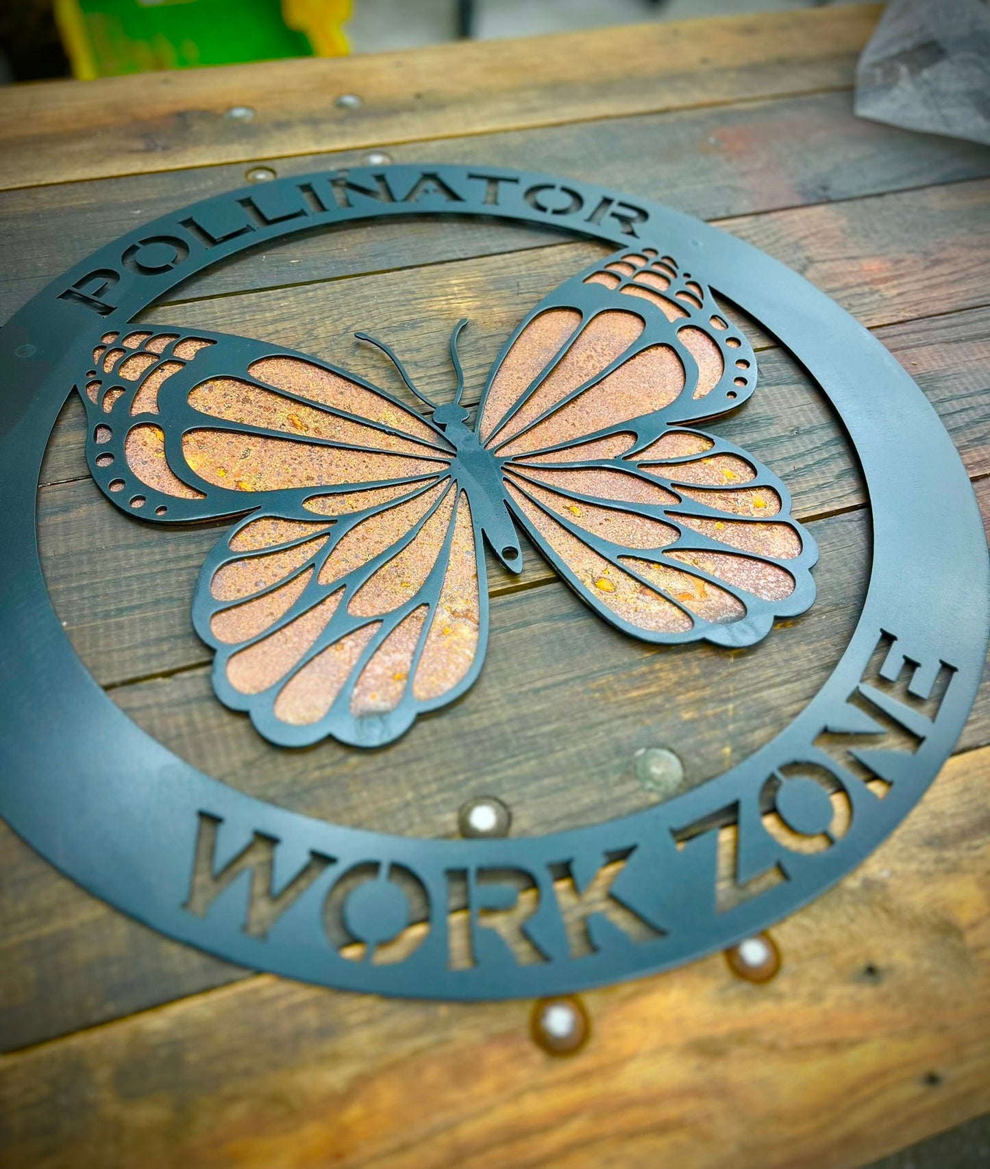 Monarch Pollinator Work Zone Sign - butterfly - butterfly yard art - Northern Forge, LLC