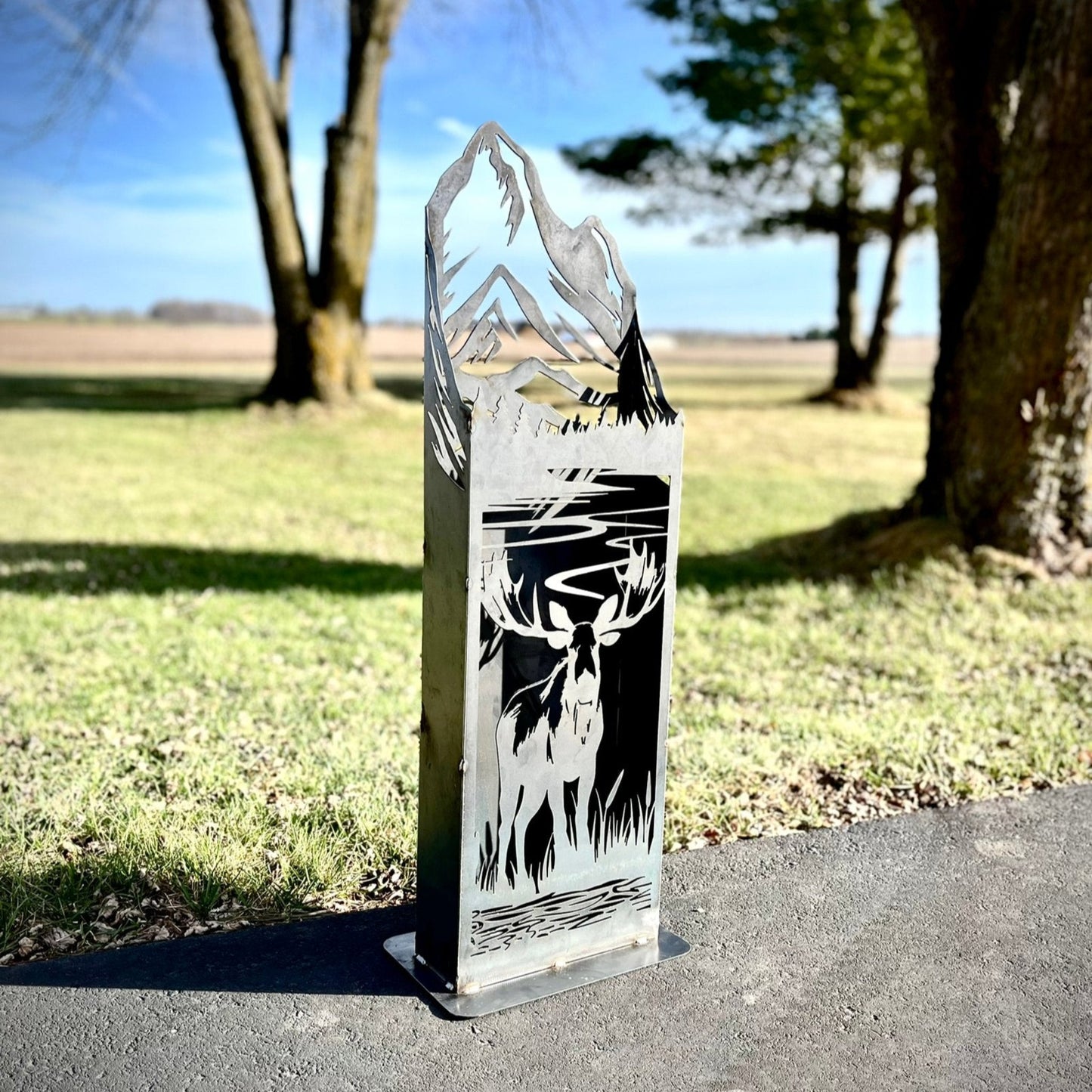 Moose Mountains Steel Luminary Box | 36 in. - cabin decor - colorado rustic decor - Northern Forge, LLC