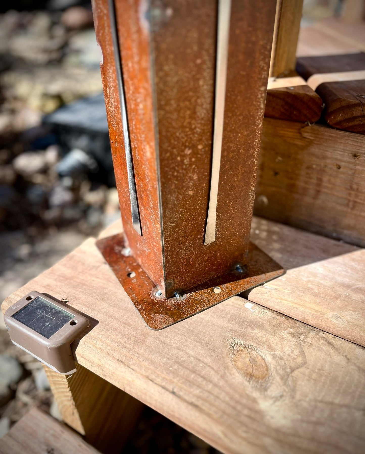 Rustic Pine Tree Garden Pillar - Rusted Steel - christmas decor - garden - Northern Forge, LLC