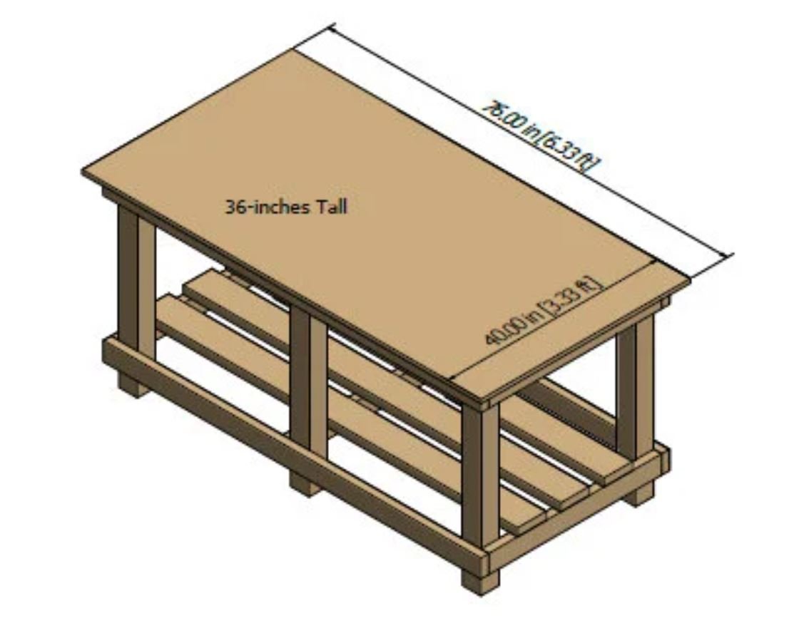 Simple 6ft x 3ft Heavy Duty Work Bench DIY Build Plans, PDF, Digital Plans - Build Plans - build your own work bench - Northern Forge, LLC