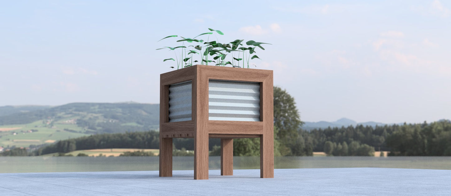 Simple Corrugated Raised Planter Box DIY Build Plans, Raised Garden Bed, 2ft x 2ft - Build Plans - corner garden bed - Northern Forge, LLC