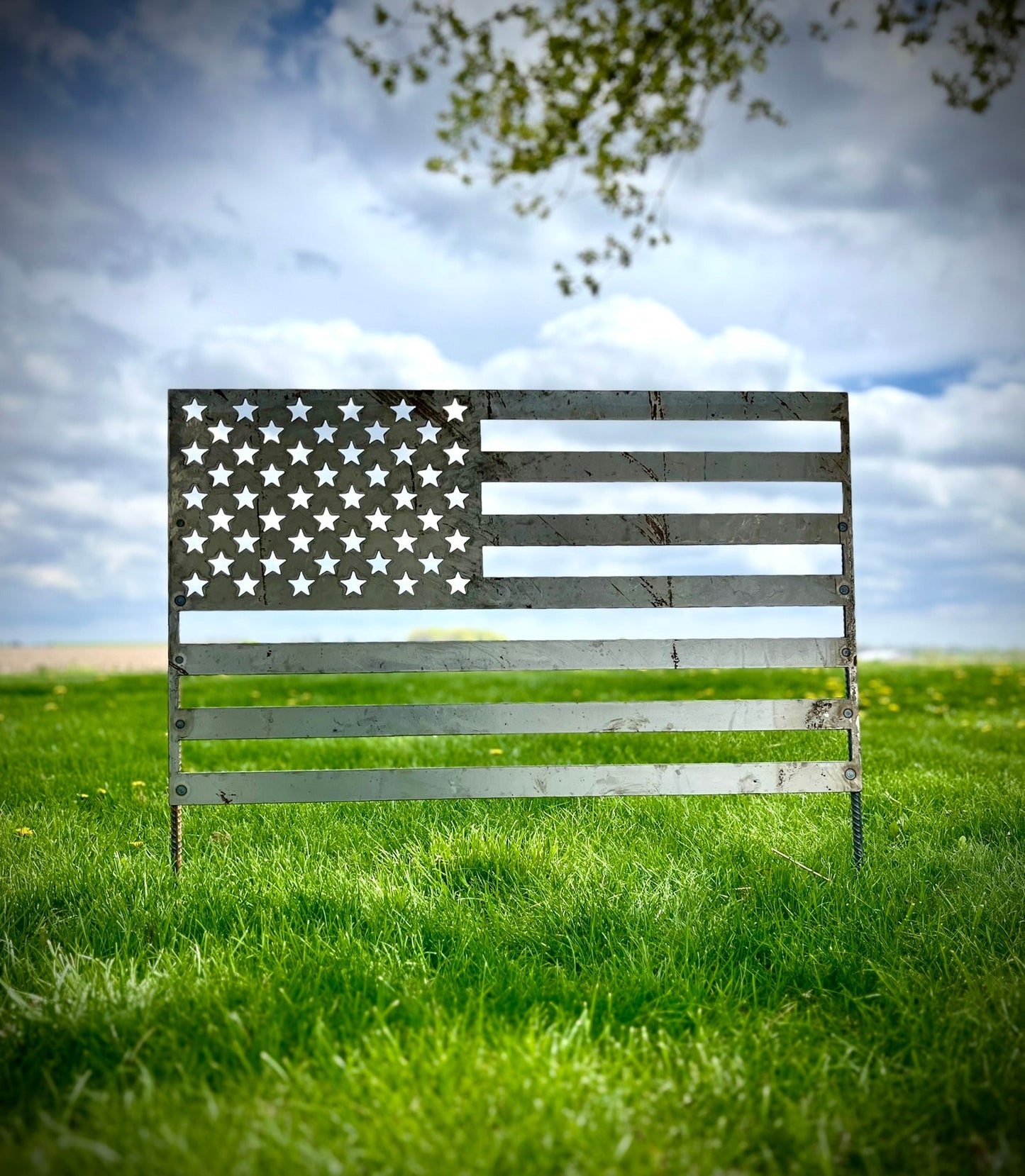 Steel American Flag Yard Stake - american flag yard decoration - flag - Northern Forge, LLC