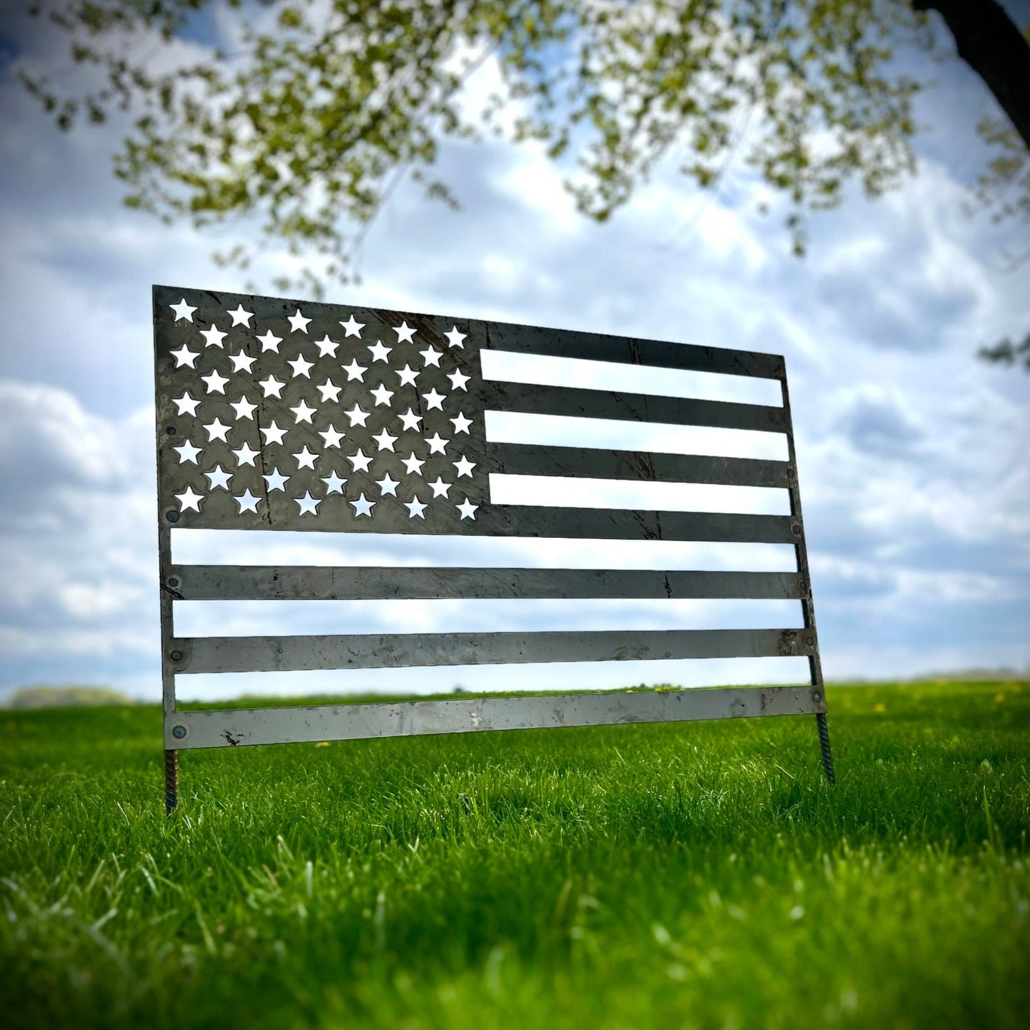 Steel American Flag Yard Stake - american flag yard decoration - flag - Northern Forge, LLC