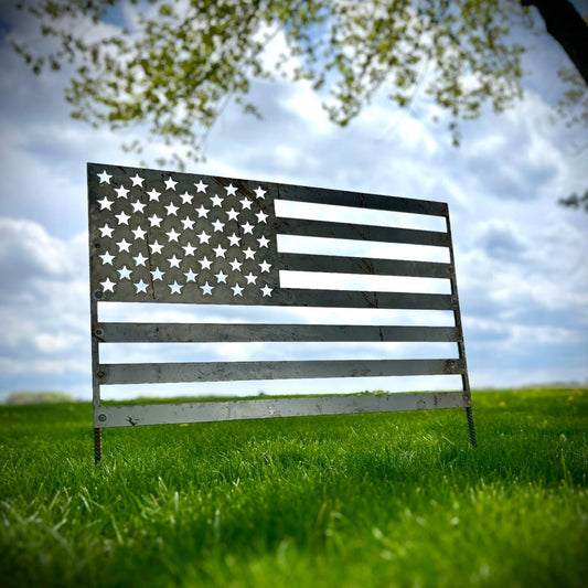Steel American Flag Yard Stake - american flag yard decoration - flag - Northern Forge, LLC