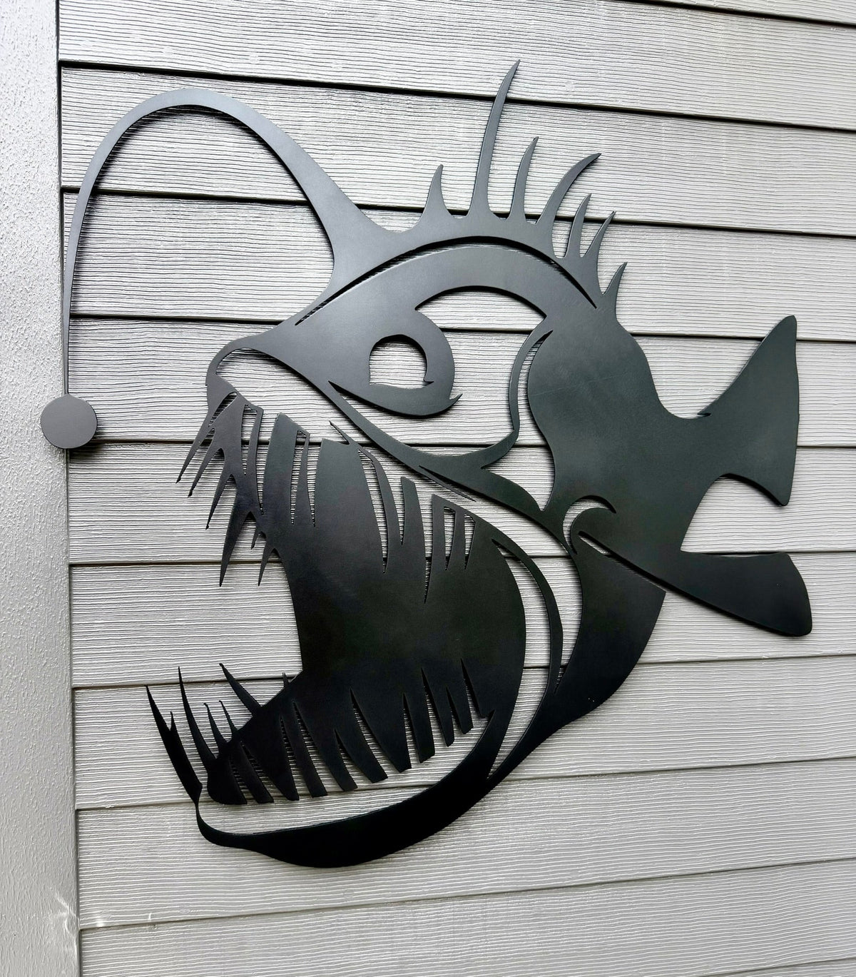Steel Anglerfish - cabin sign - fish - Northern Forge, LLC
