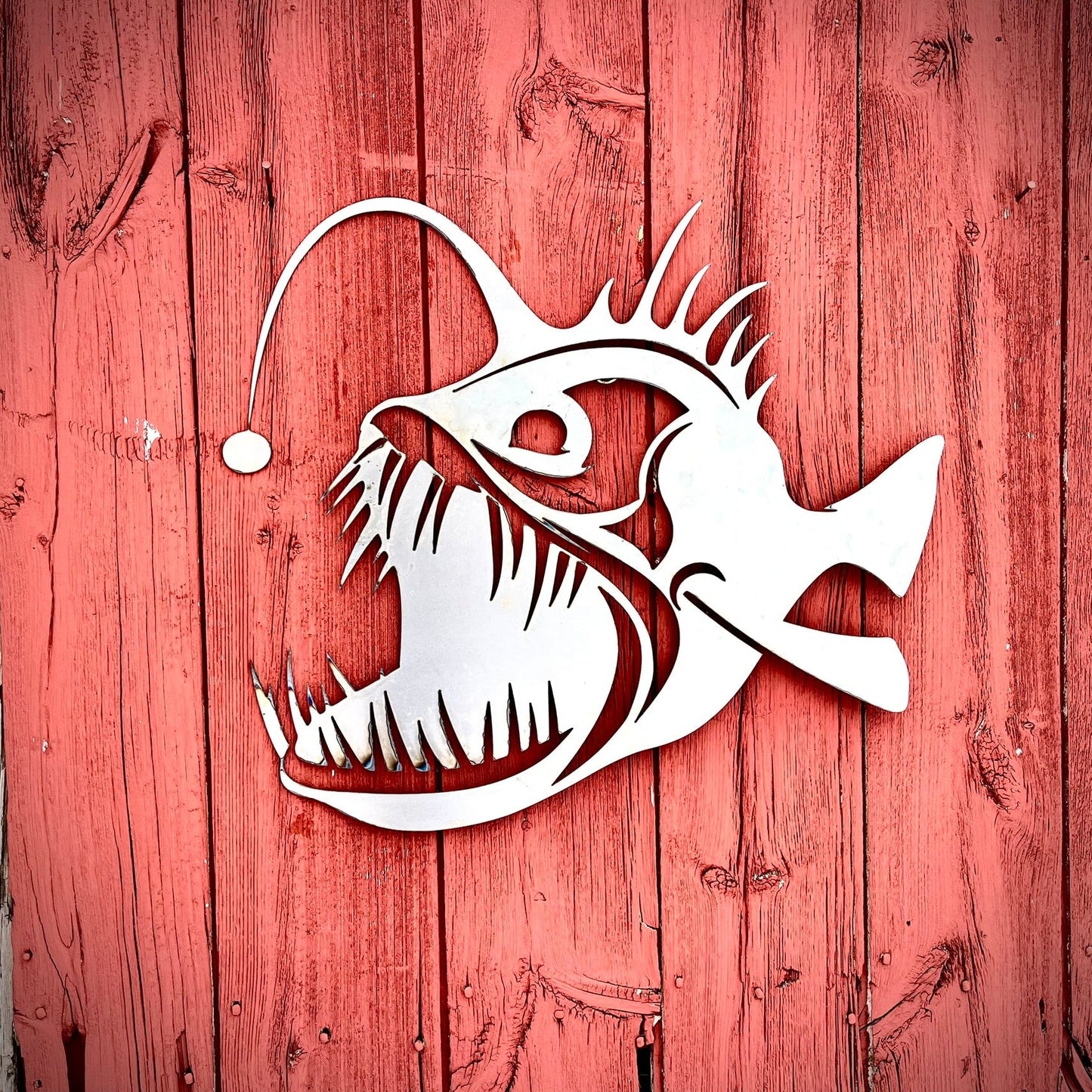 Steel Anglerfish - cabin sign - fish - Northern Forge, LLC