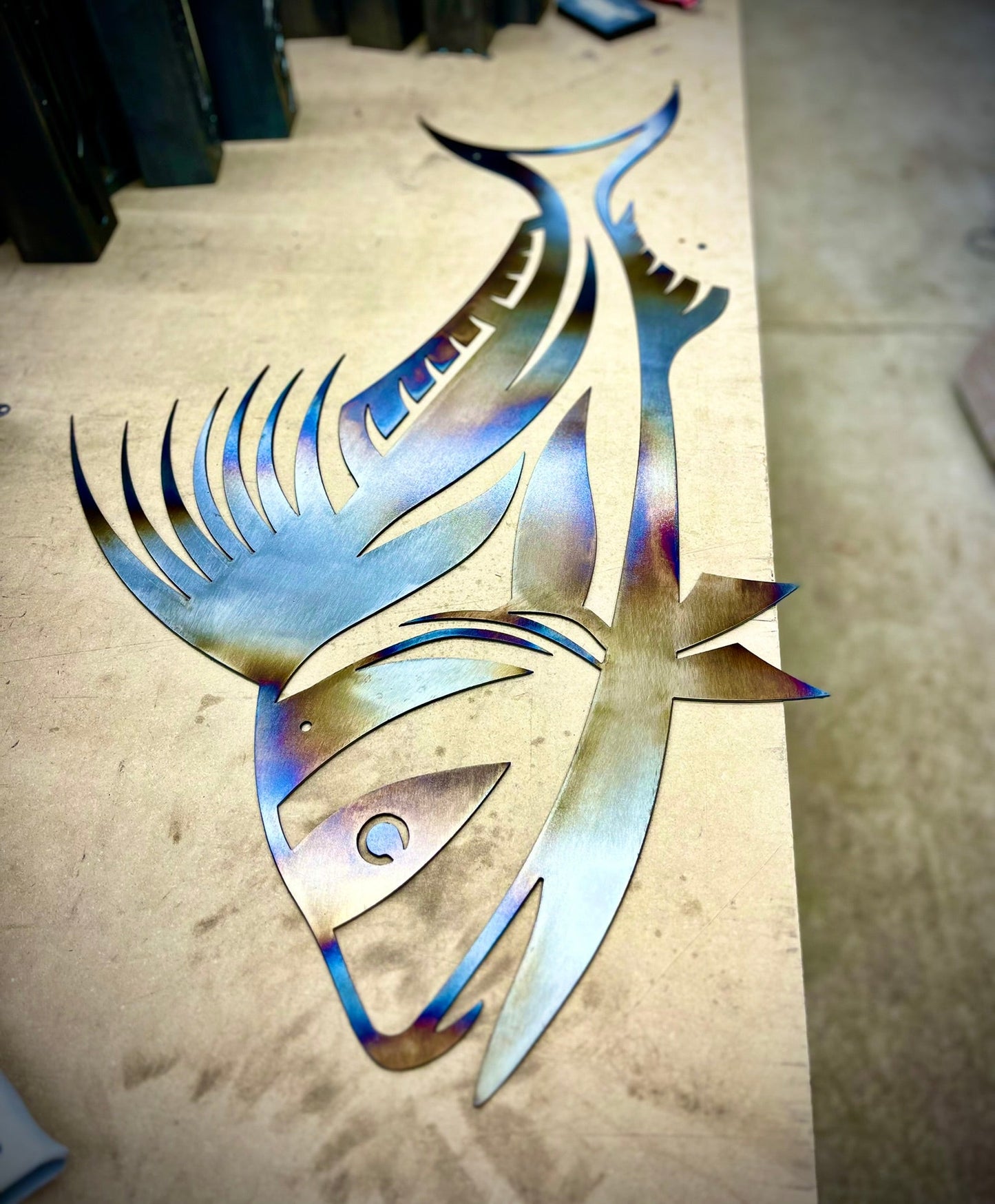 Steel Roosterfish Wall Art - beach house art - cabin sign - Northern Forge, LLC