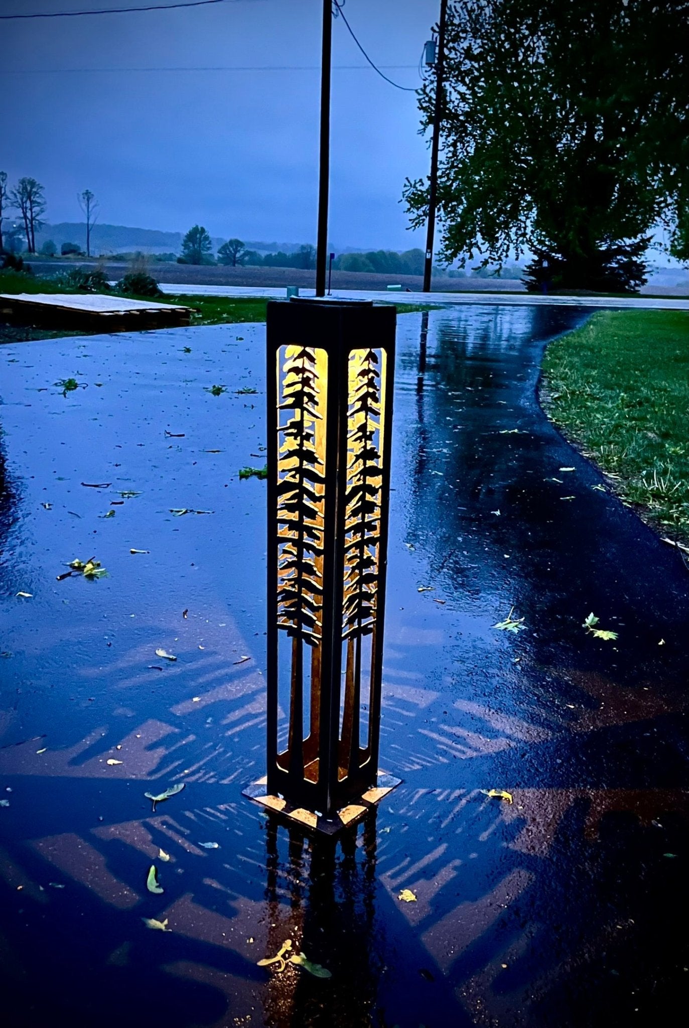 Tall Pine Steel Solar Luminary Pillar | Multiple Sizes - landscape lighting - large pillar - Northern Forge, LLC