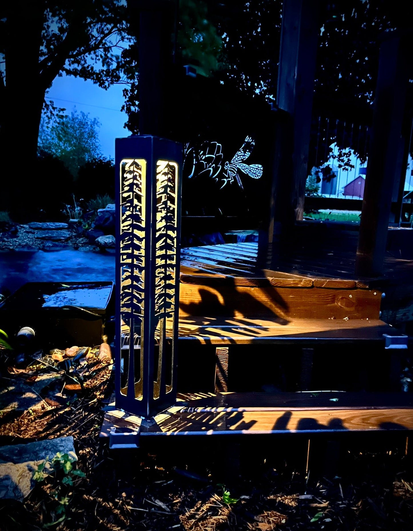 Tall Pine Steel Solar Luminary Pillar | Multiple Sizes - landscape lighting - large pillar - Northern Forge, LLC
