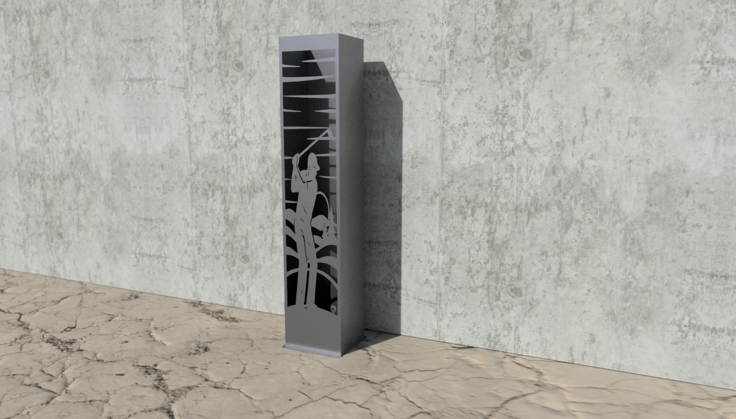 Tee Time Steel Luminary Pillar | Golf Theme | 48 - inch - garden light - garden lights - Northern Forge, LLC