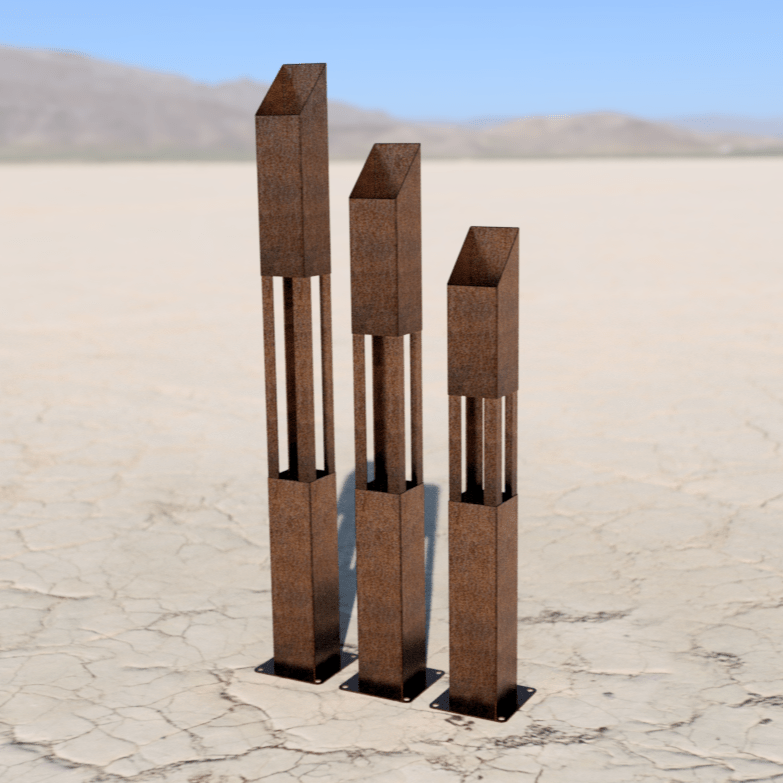 The Ember Trio - Rusted Steel Patio Torches - Multiple Sizes - fire pit - firepit - Northern Forge, LLC