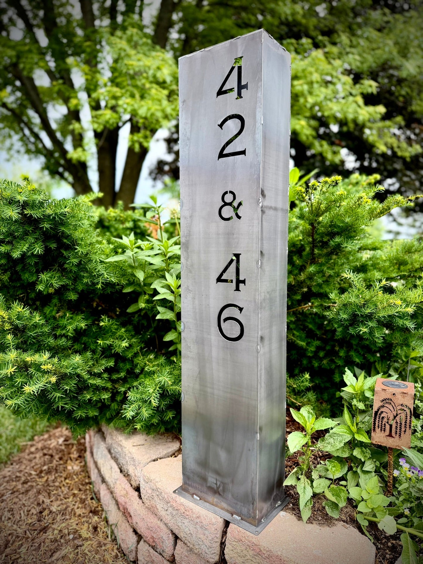 Wide Profile Home Address Solar Pillar - Steel - 48-inch address pillar - address - Northern Forge, LLC