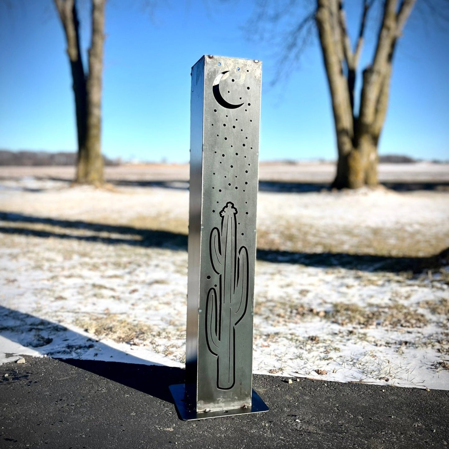 XL Desert Night Luminary Pillar w/ Solar Cap | Multiple Sizes - cactus metal - cactus solar light - Northern Forge, LLC