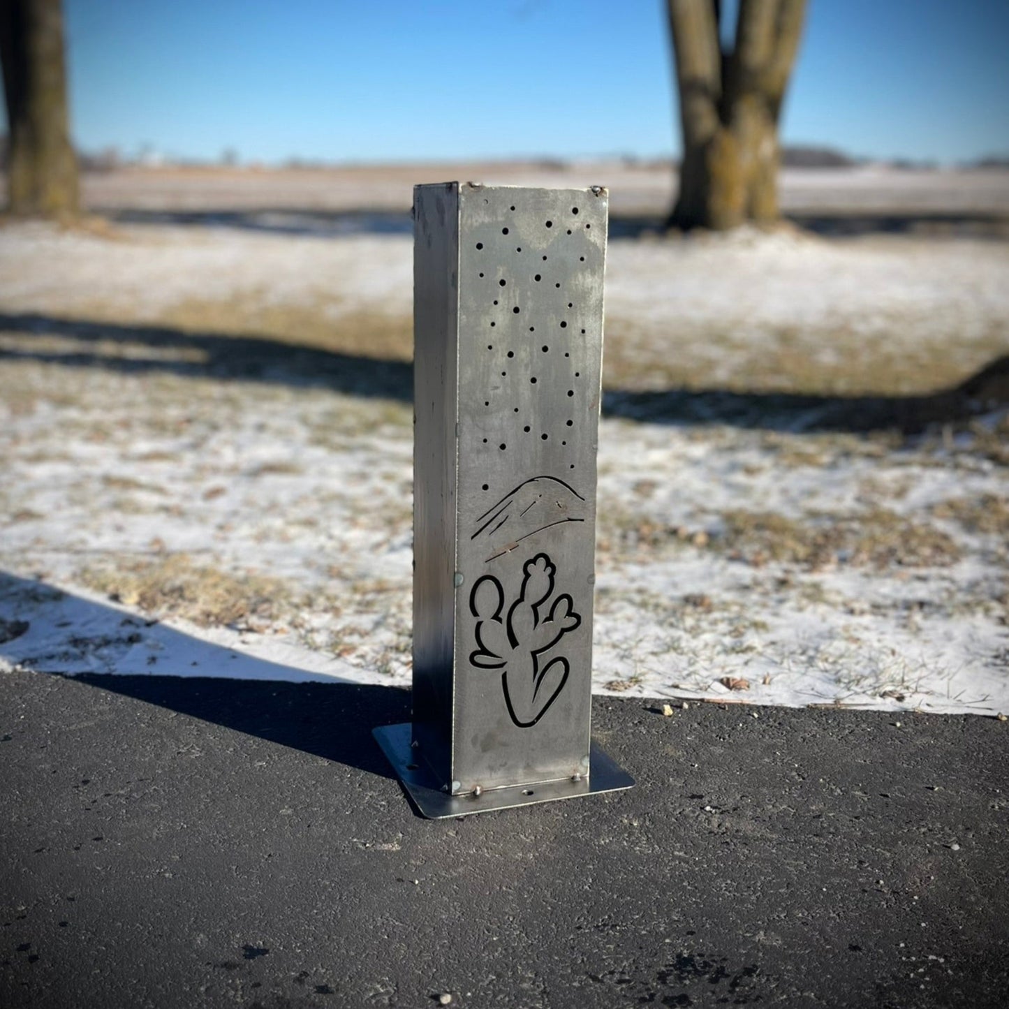 XL Desert Night Luminary Pillar w/ Solar Cap | Multiple Sizes - cactus metal - cactus solar light - Northern Forge, LLC