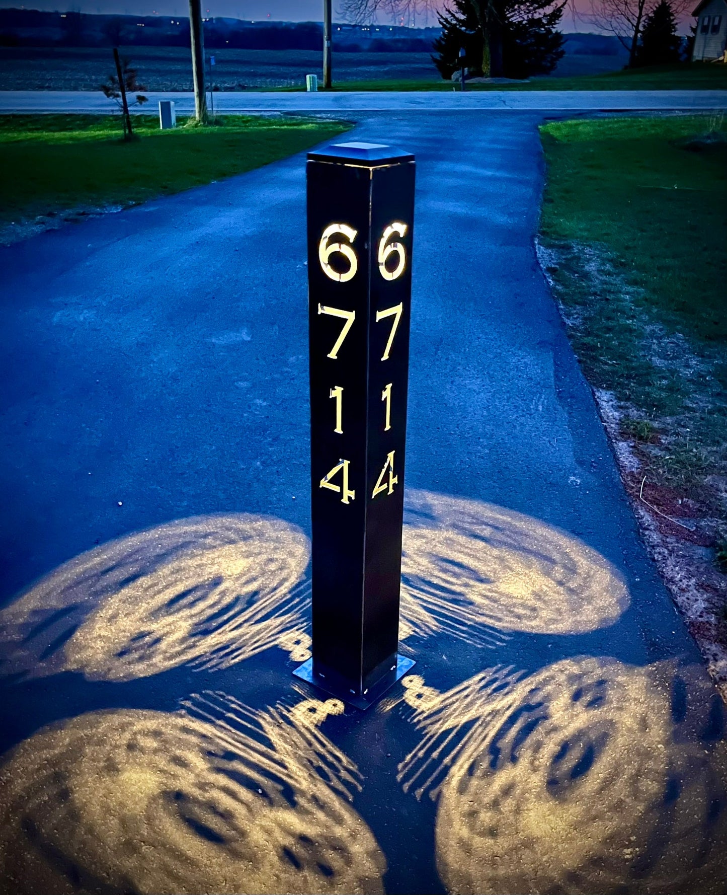 XL Home Address Solar Pillar Light - Steel - 48 - inch address pillar - address - Northern Forge, LLC