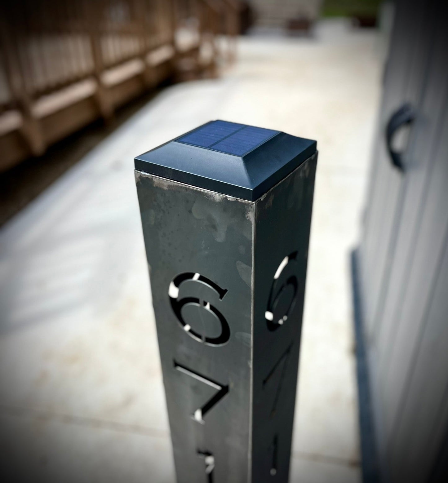 XL Home Address Solar Pillar Light - Steel - 48 - inch address pillar - address - Northern Forge, LLC