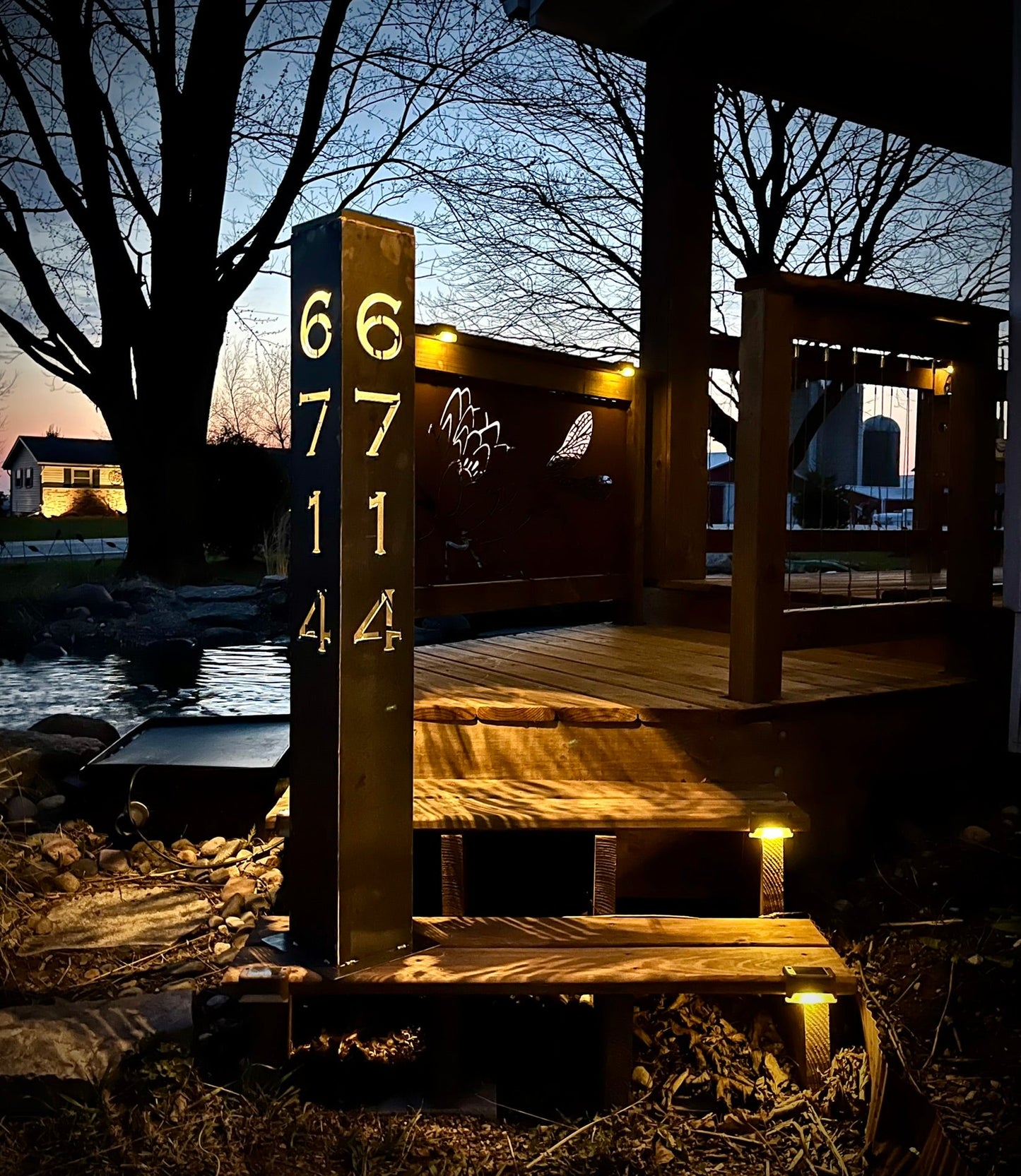 XL Home Address Solar Pillar Light - Steel - 48 - inch address pillar - address - Northern Forge, LLC