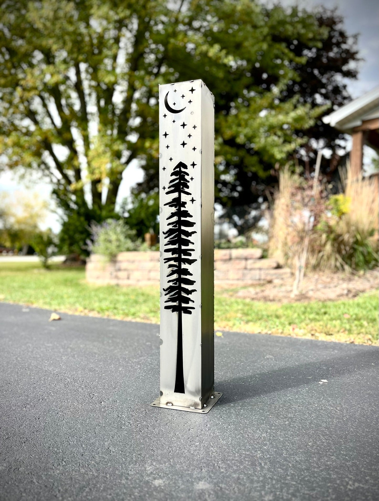 XL Pine Night Sky Luminary Pillar | 36 - in, 48 - in - cabin decor - christmas - Northern Forge, LLC