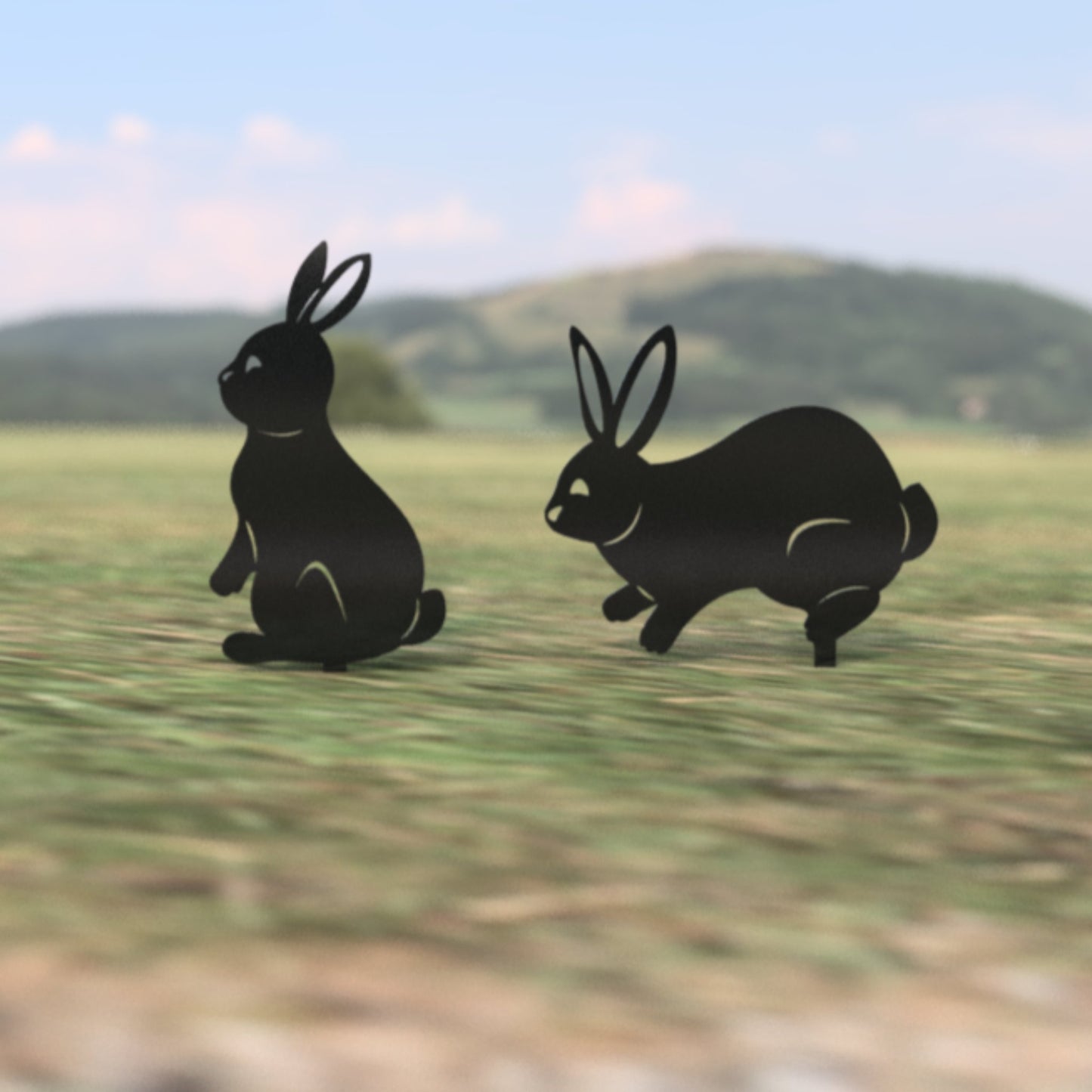 2-Pack Metal Bunny Yard Stakes - bunny stake - duck ground stakes - Northern Forge, LLC