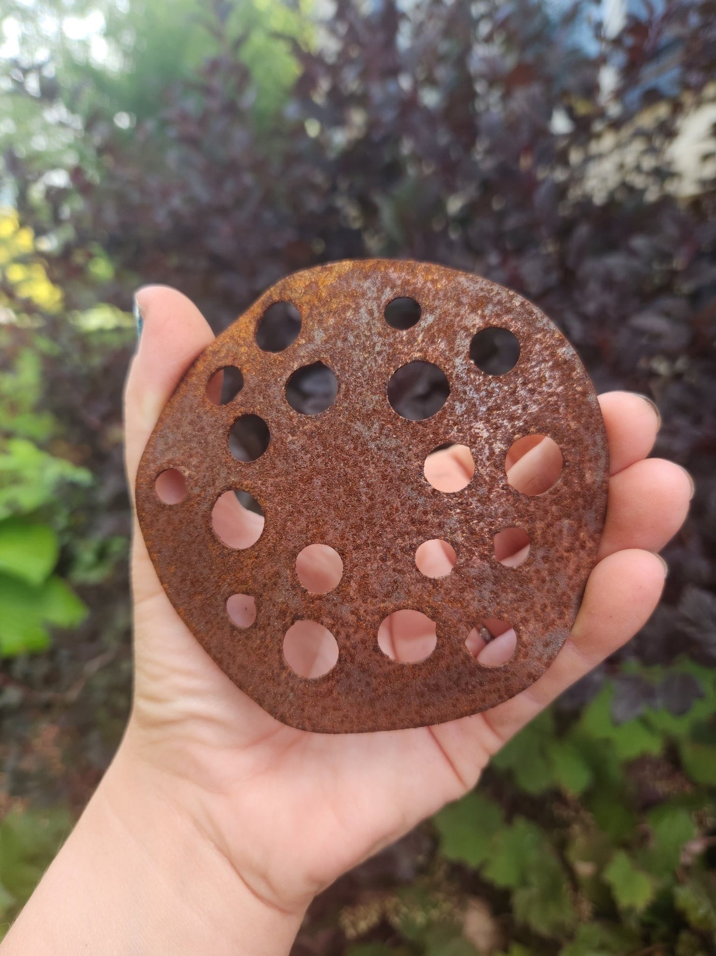 3-Pack Rusty Metal Lotus Seed Pods - garden - home - Northern Forge, LLC