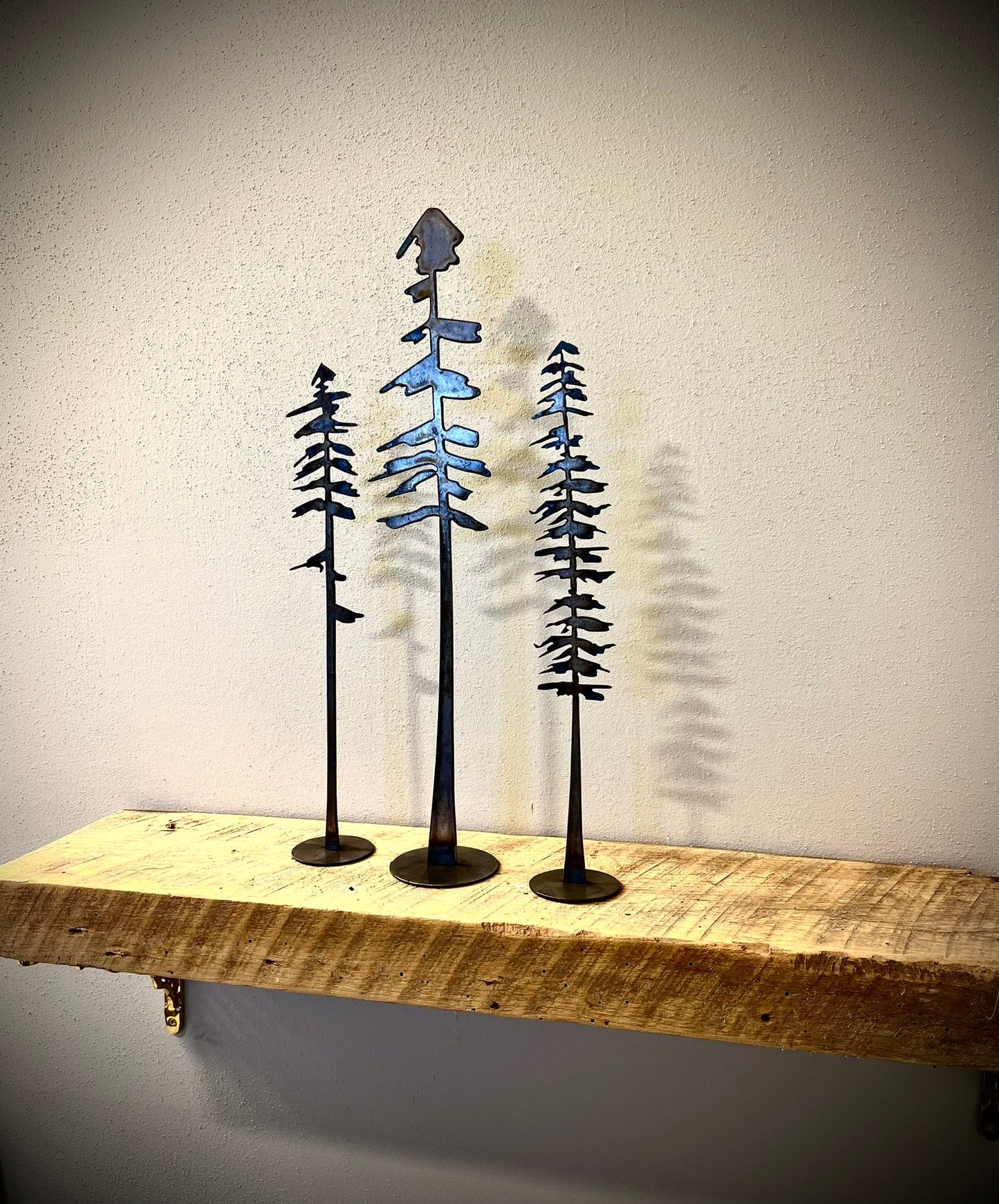 3-Pack Standing Steel Pine Trees - Varying Heights - home - home decor - Northern Forge, LLC