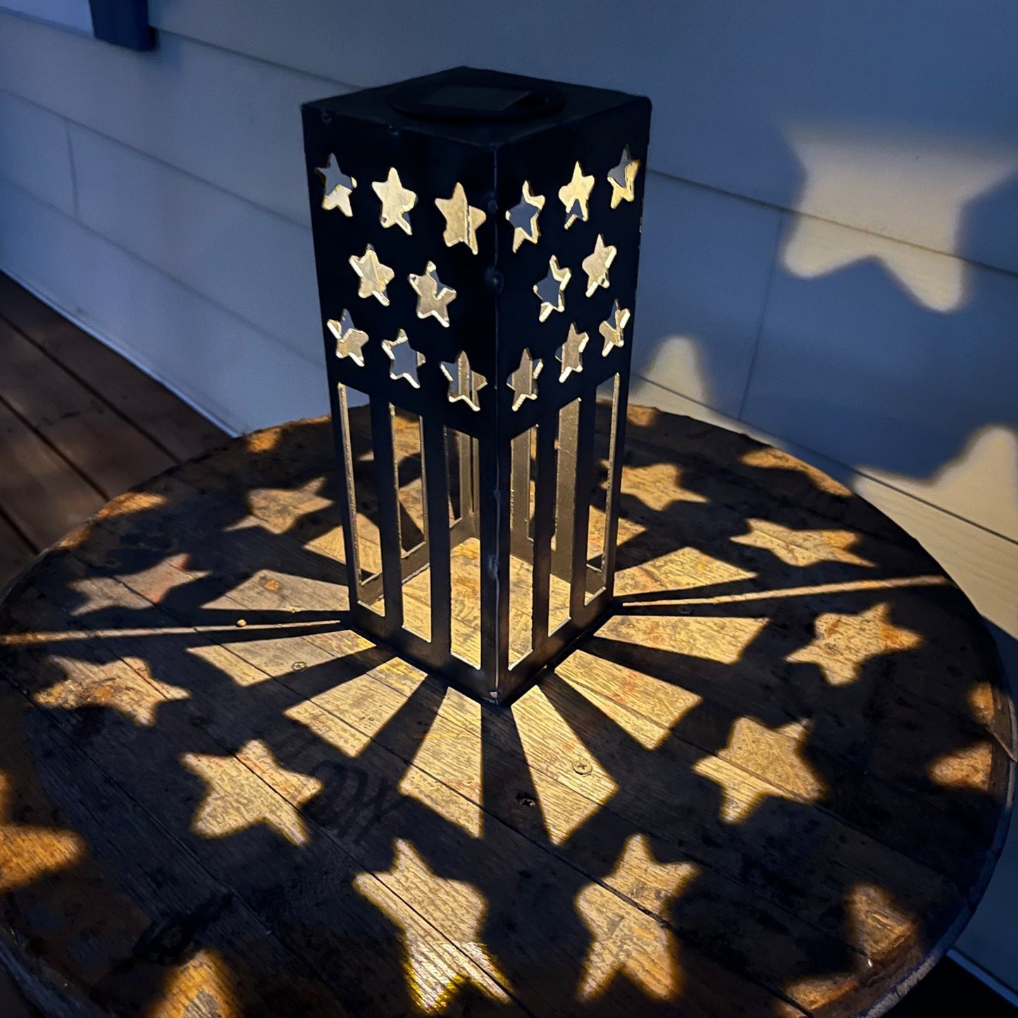 Patriotic Steel Solar Luminary Pillar | 10.5 in. - accent lights - flag light - Northern Forge, LLC