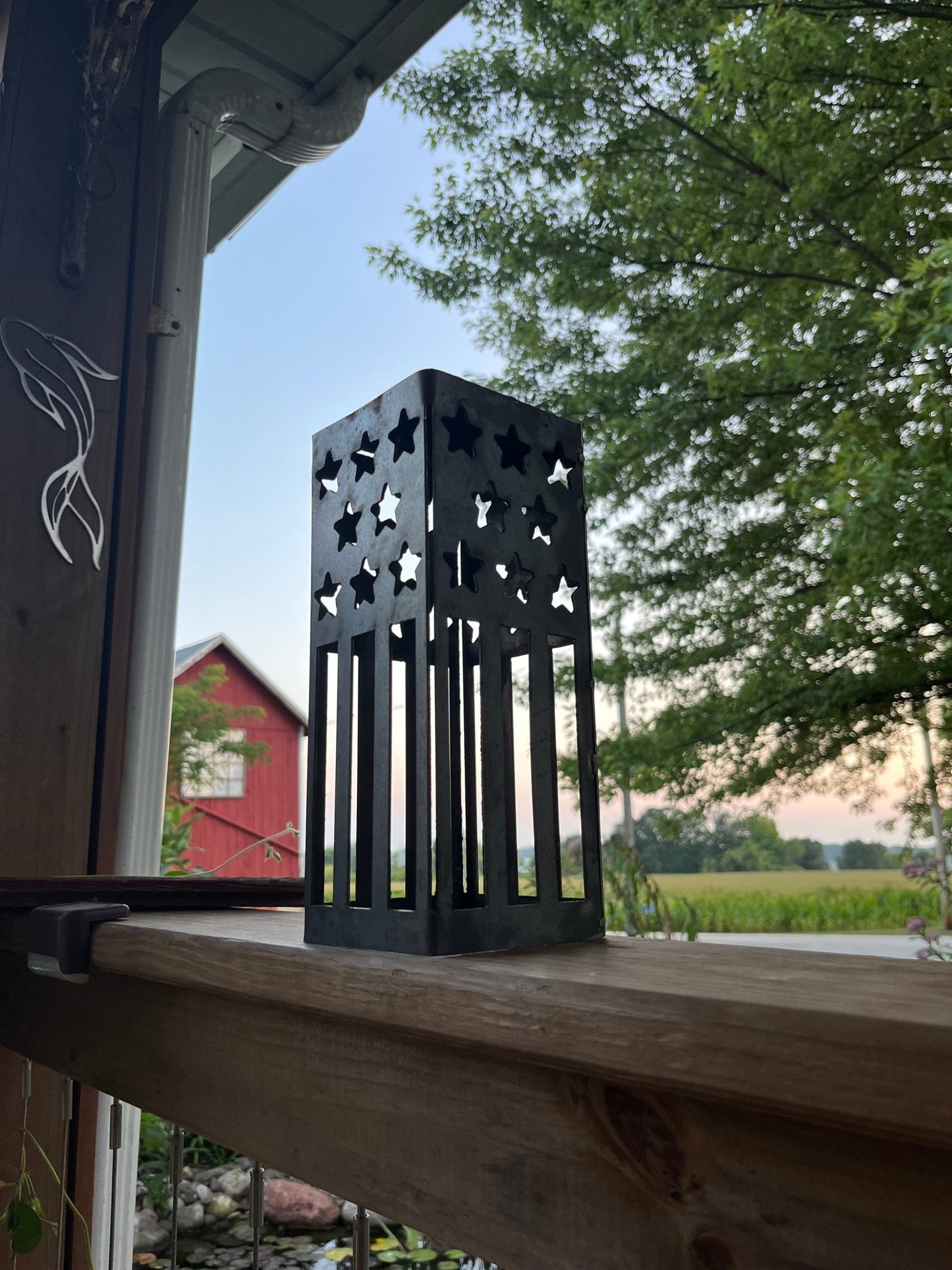 Patriotic Steel Solar Luminary Pillar | 10.5 in. - accent lights - flag light - Northern Forge, LLC