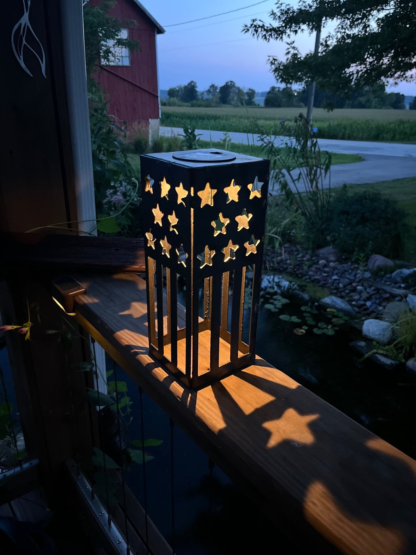 Patriotic Steel Solar Luminary Pillar | 10.5 in. - accent lights - flag light - Northern Forge, LLC