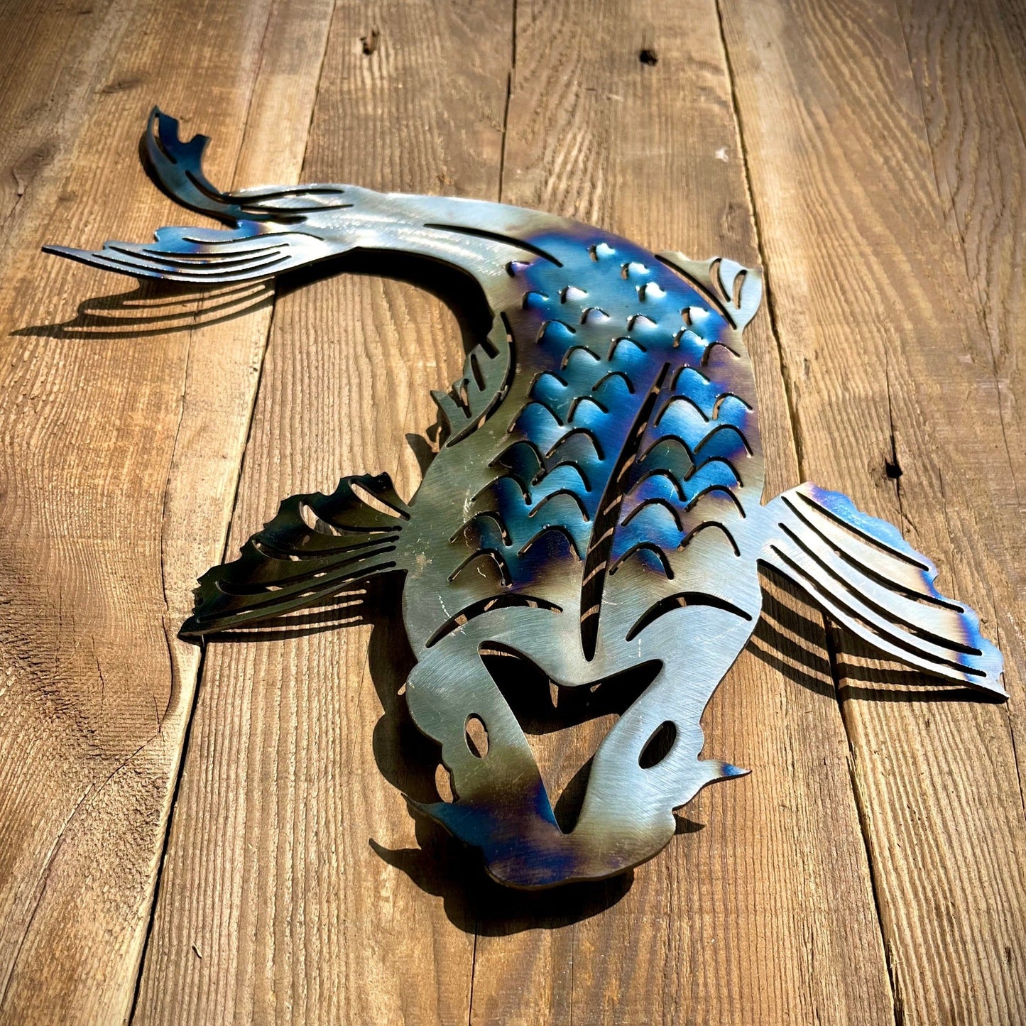 Colorful Metal Koi Carp - cabin sign - fish - Northern Forge, LLC