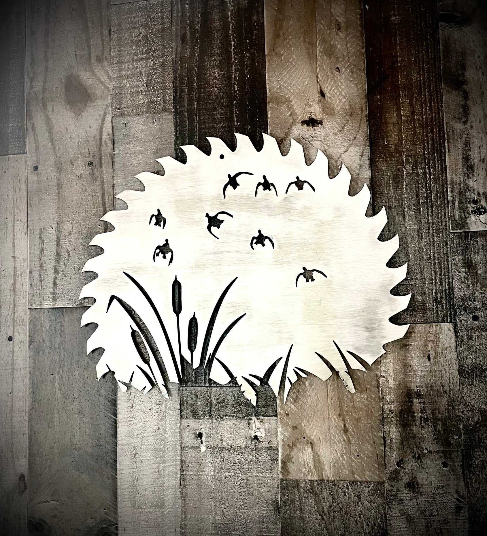 Ducks & Marsh Saw Blade Art - duck decals - hunt - Northern Forge, LLC