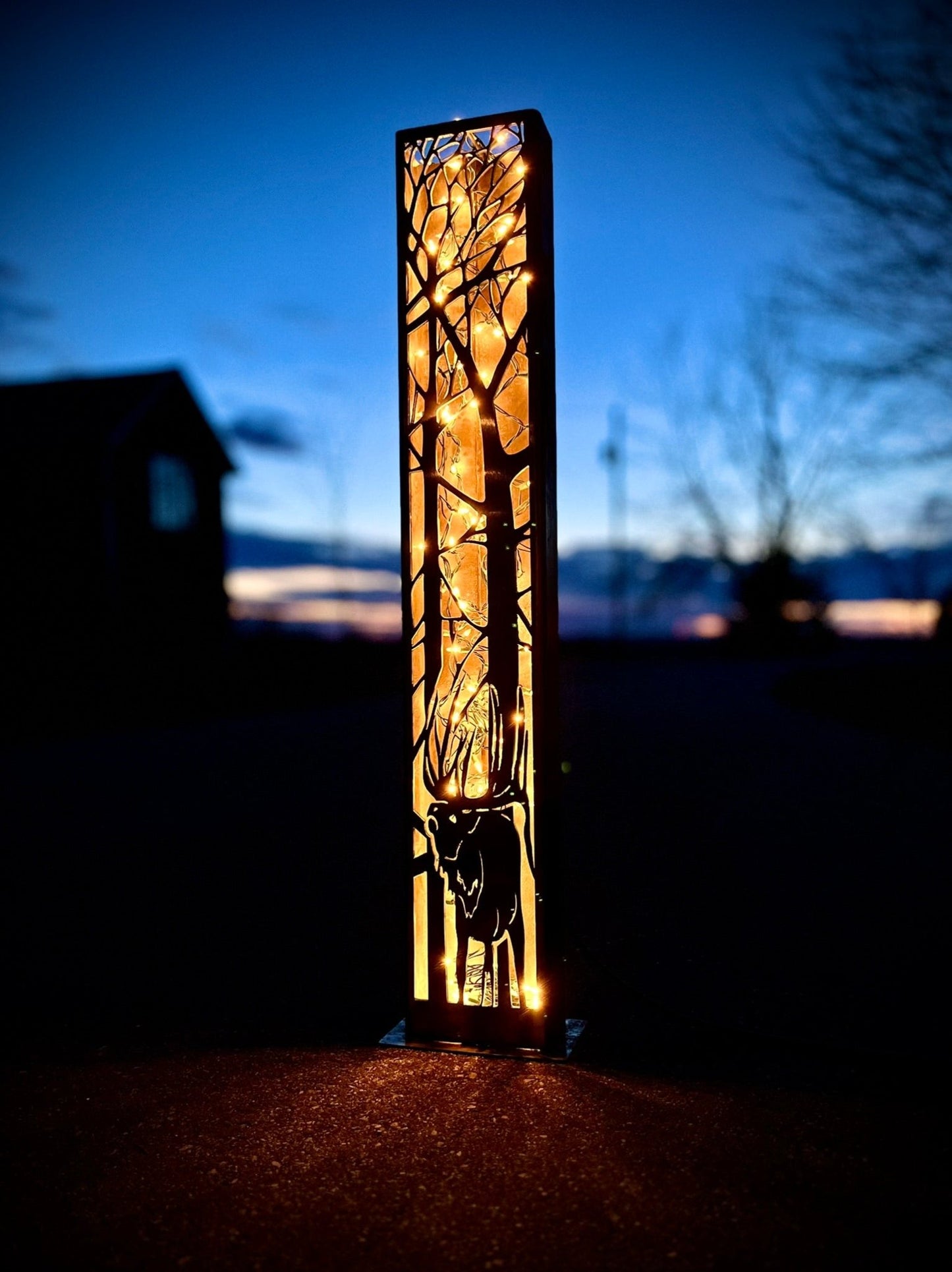 Elk Forest Steel Luminary Tube | 48 in. - cabin decor - colorado rustic decor - Northern Forge, LLC