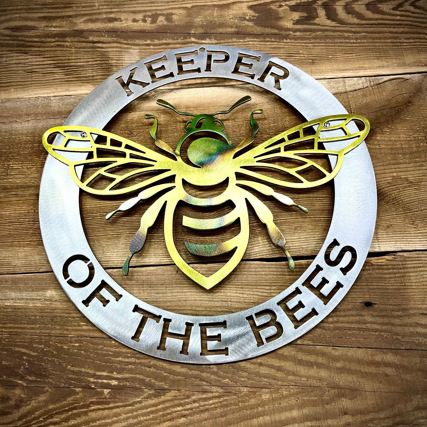 Flame-Painted Steel Bee Keeper Sign - Bee Keeper Gift - Bee Keeper Sign - Northern Forge, LLC
