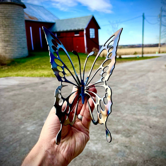 Flame Painted Steel Butterfly - butterfly - butterfly yard art - Northern Forge, LLC