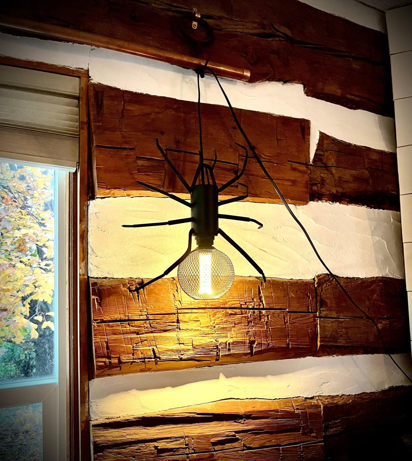 Hanging Metal Spider Lamp - halloween bat - halloween decor - Northern Forge, LLC