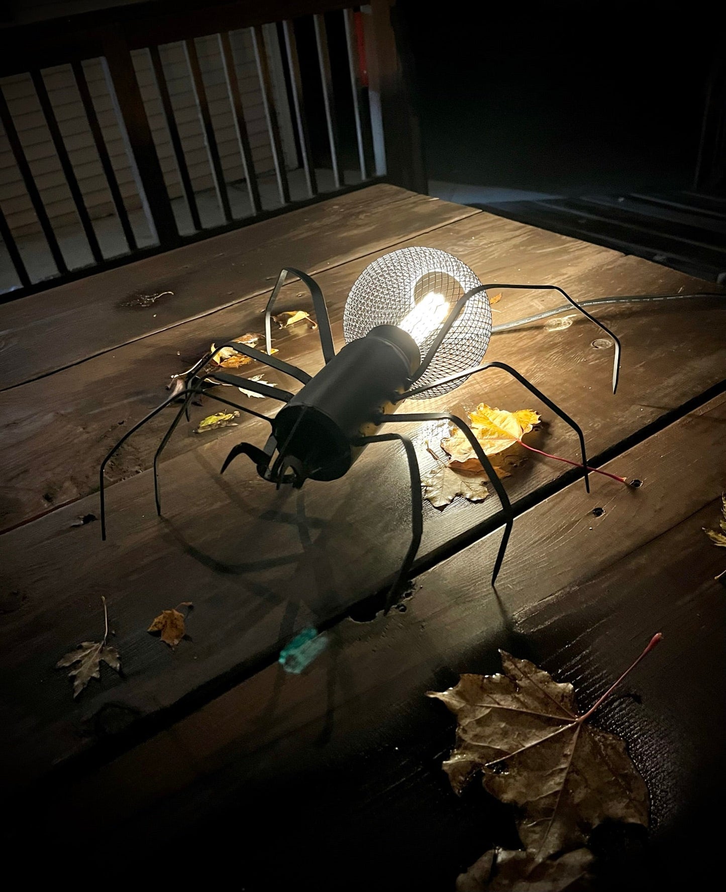Hanging Metal Spider Lamp - halloween bat - halloween decor - Northern Forge, LLC
