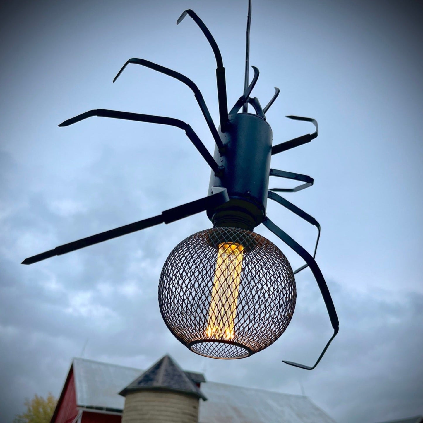 Hanging Metal Spider Lamp - halloween bat - halloween decor - Northern Forge, LLC