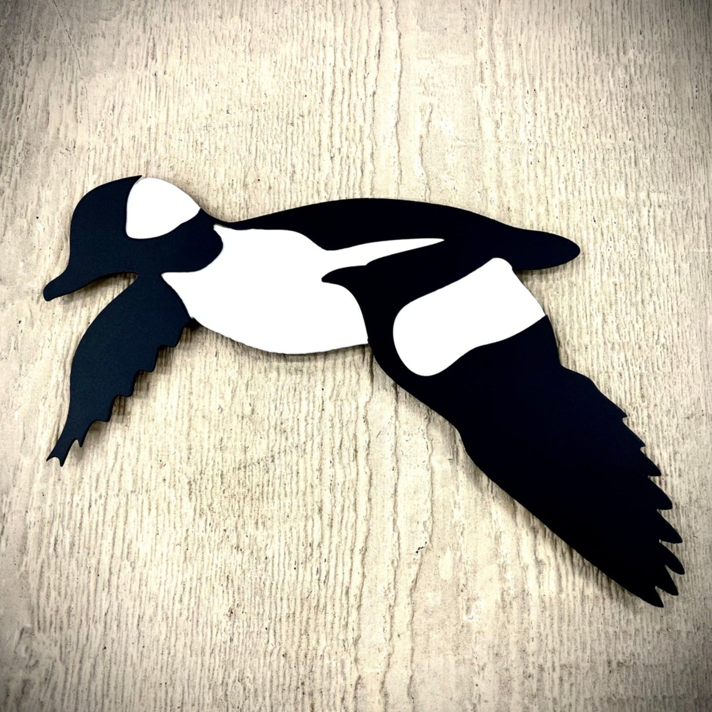 Layered Steel Flying Bufflehead - duck decals - hunt - Northern Forge, LLC