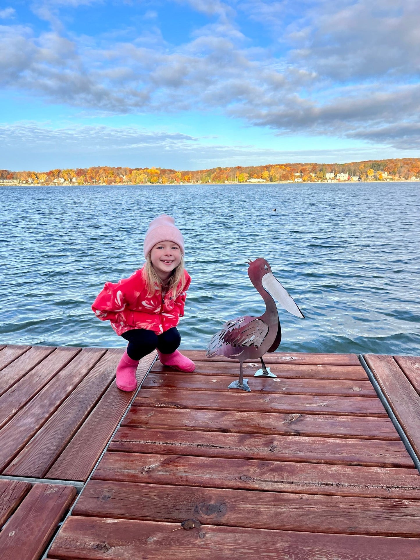 Metal Pelican for Coastal Dock - dock pelican - farm art - Northern Forge, LLC