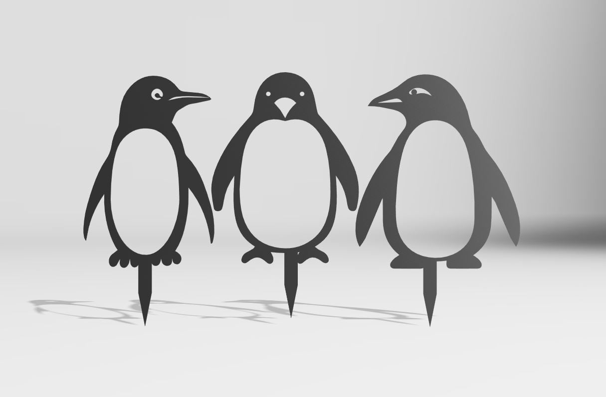 Metal Penguin Yard Stakes - Steel - 14-inches - christmas decor - metal bird - Northern Forge, LLC