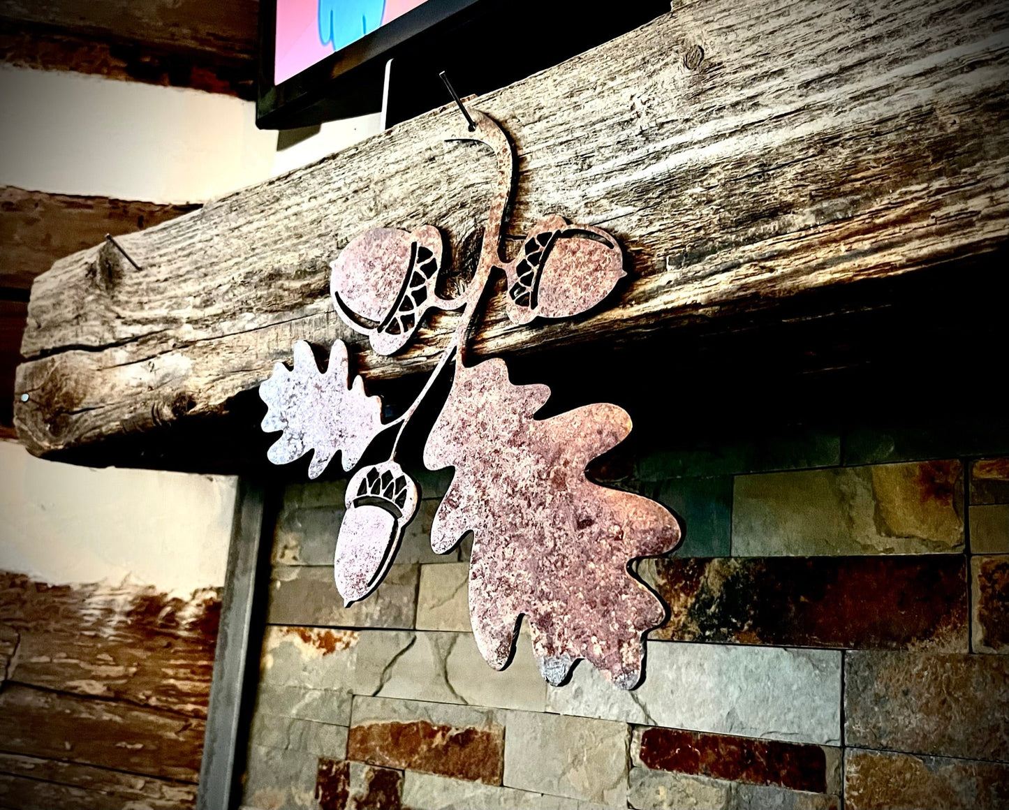 Rusty Metal Oak Leaves and Acorns - acorn leaves decor - fall decor - Northern Forge, LLC