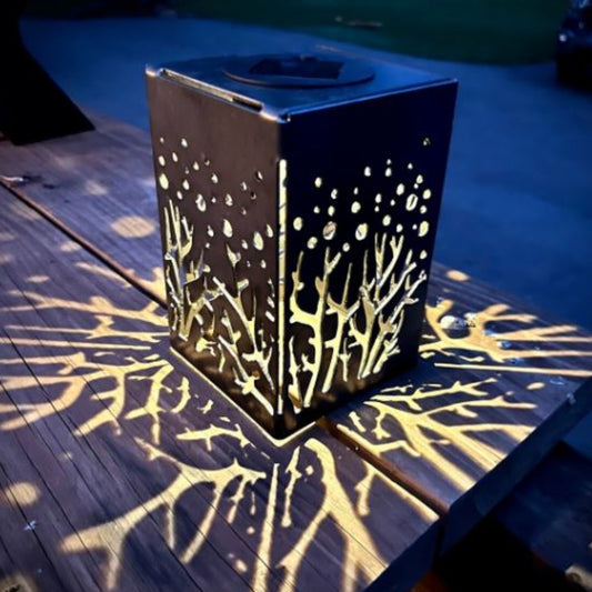 Starry Forest Steel Solar Cube | 6.5 in. - accent lights - landscape lighting - Northern Forge, LLC