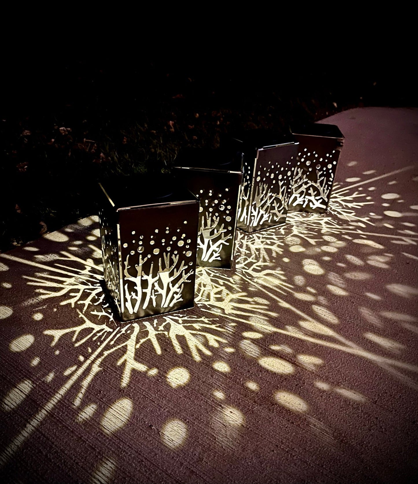 Starry Forest Steel Solar Cube | 6.5 in. - accent lights - landscape lighting - Northern Forge, LLC