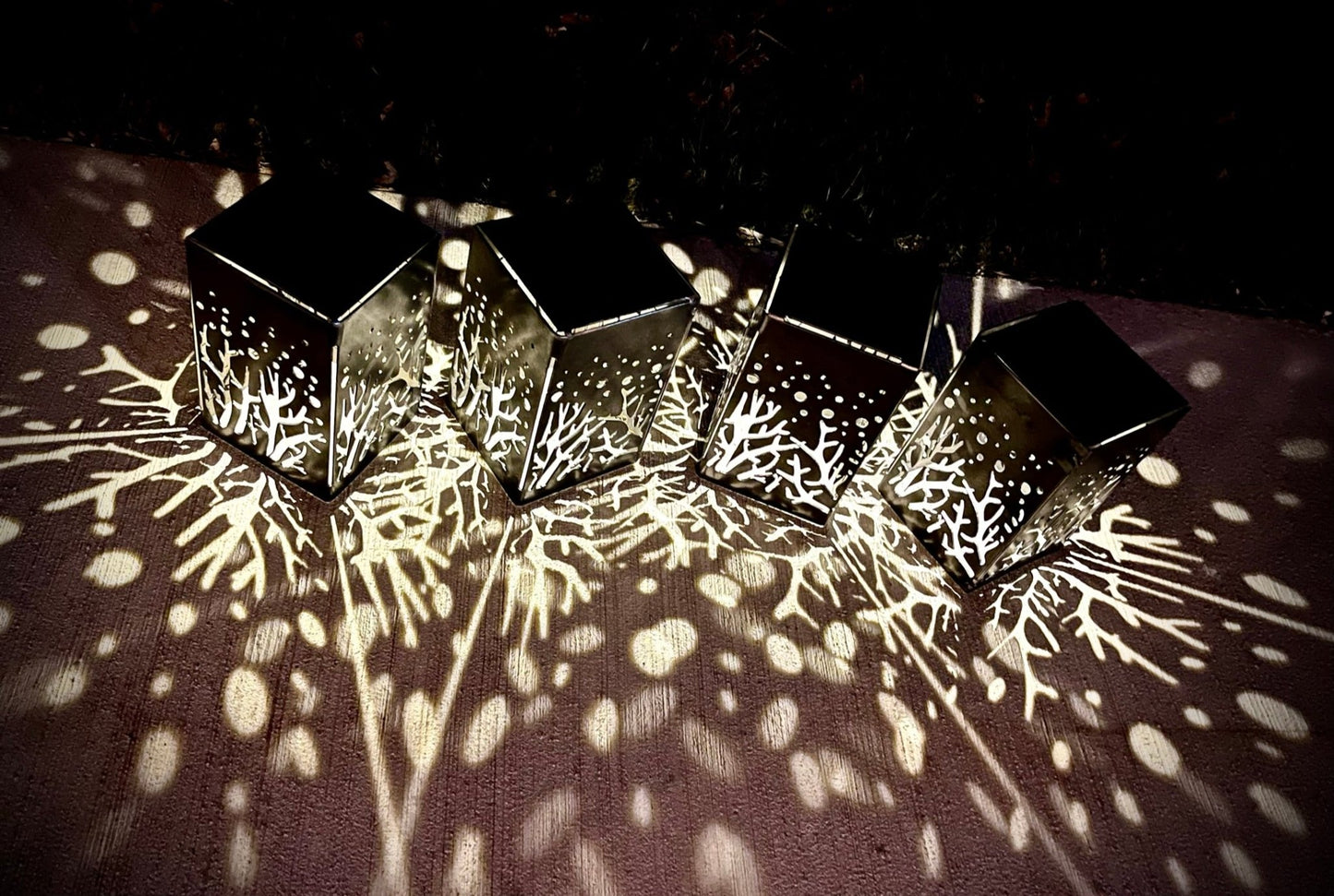 Starry Forest Steel Solar Cube | 6.5 in. - accent lights - landscape lighting - Northern Forge, LLC