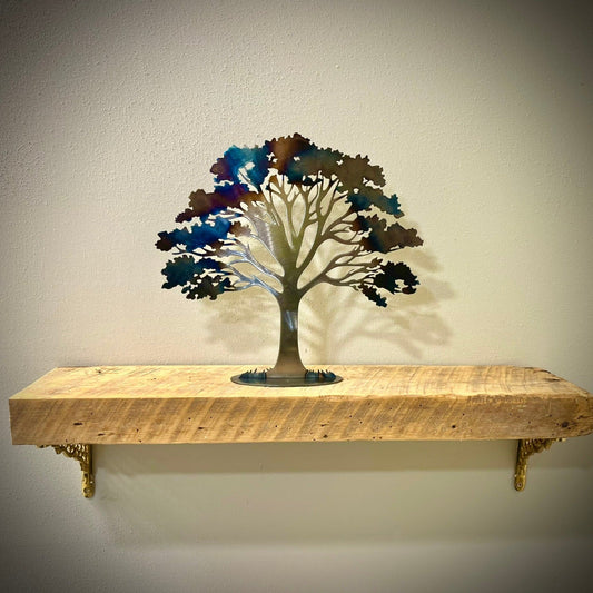 Steel Maple Mantel Tree - Flame-Painted - flame-painted maple - flowing mantel tree - Northern Forge, LLC