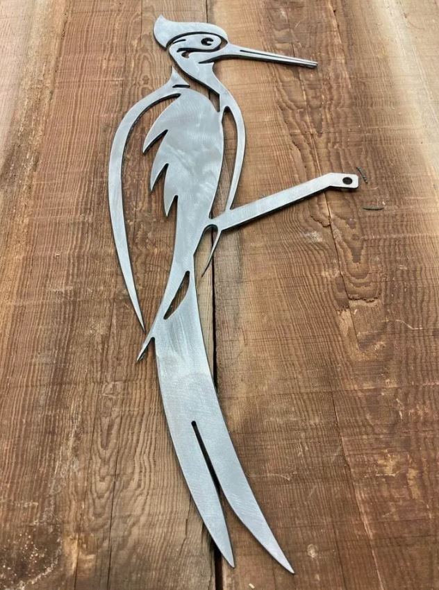 Steel Woodpecker Tree Art - cardinal gift - garden - Northern Forge, LLC