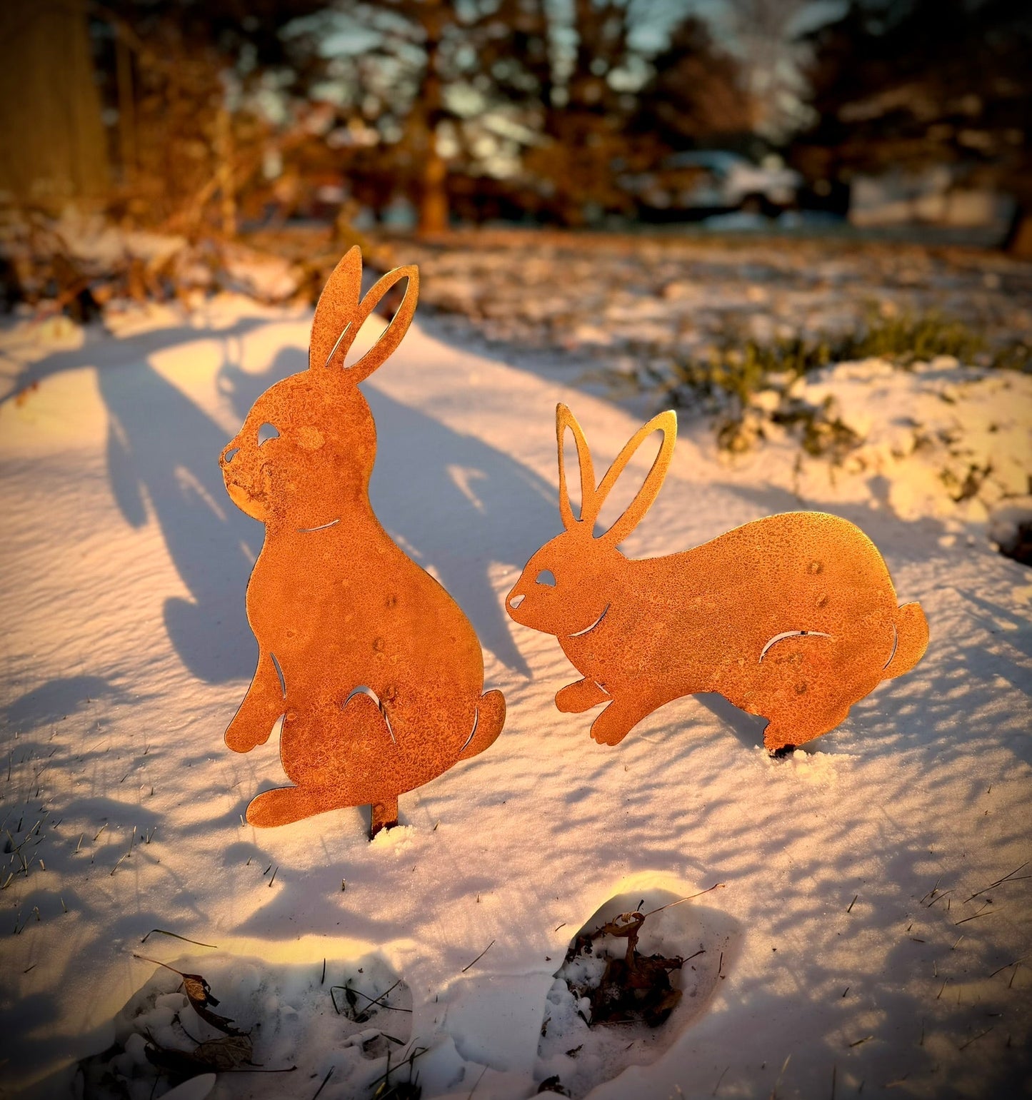 2 - Pack Metal Bunny Yard Stakes - bunny stake - garden - Northern Forge, LLC