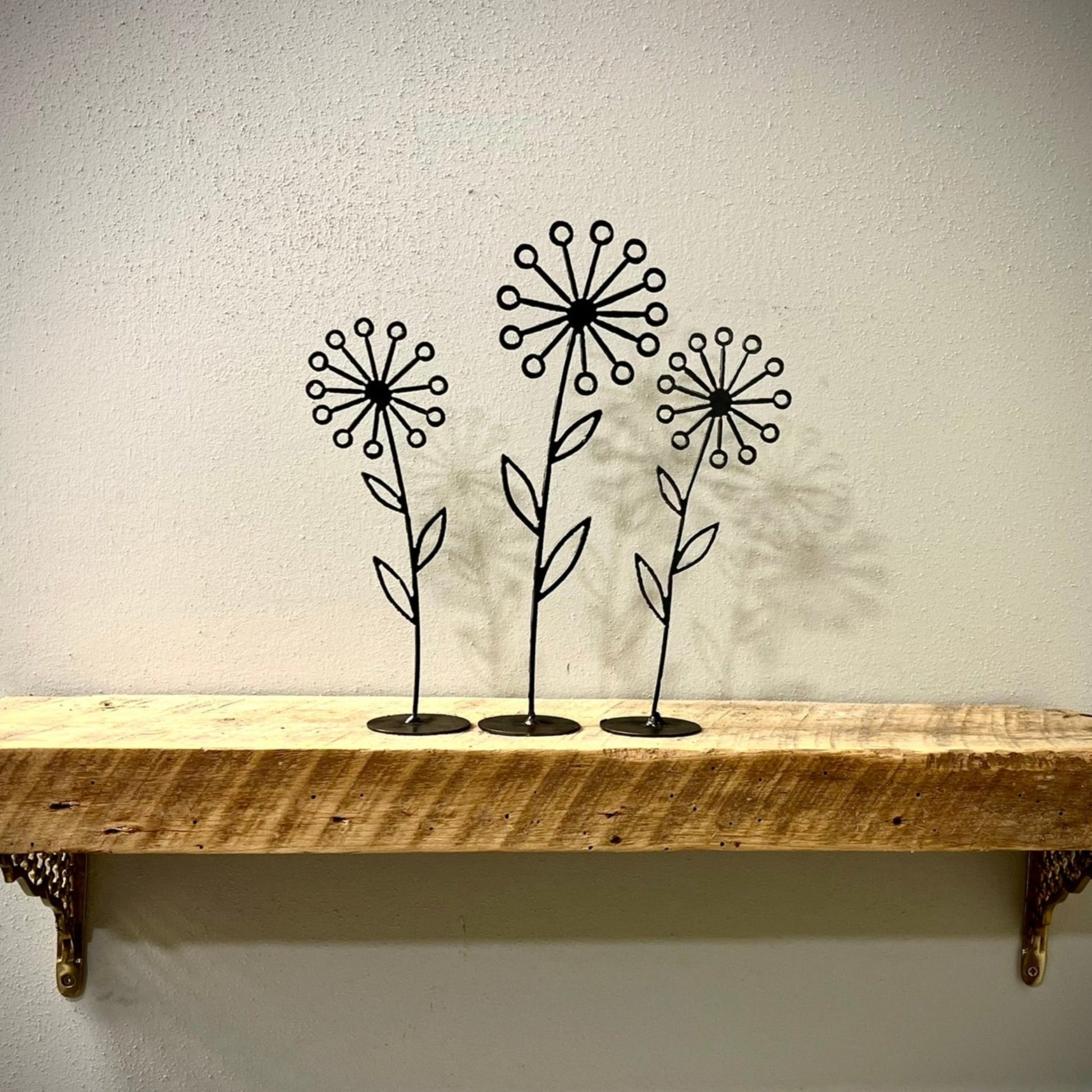 3 - Pack Metal Dandelion Flowers - Varying Heights - dandelion decor - dandelion mantel - Northern Forge, LLC