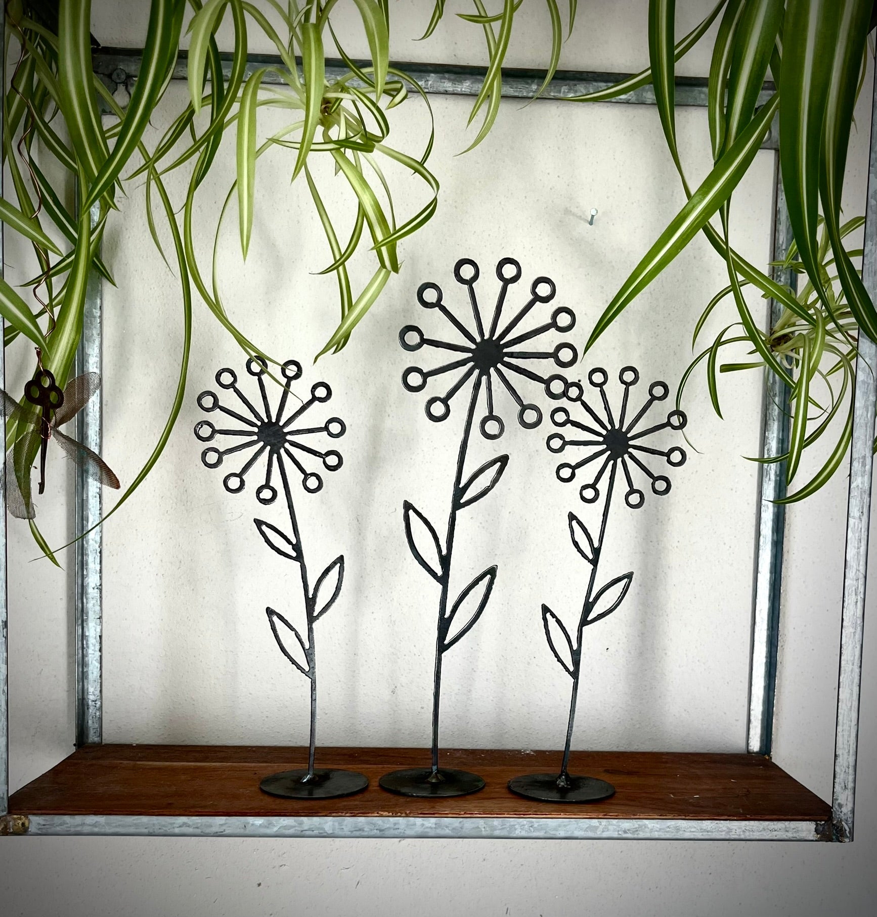 3 - Pack Metal Dandelion Flowers - Varying Heights - dandelion decor - dandelion mantel - Northern Forge, LLC