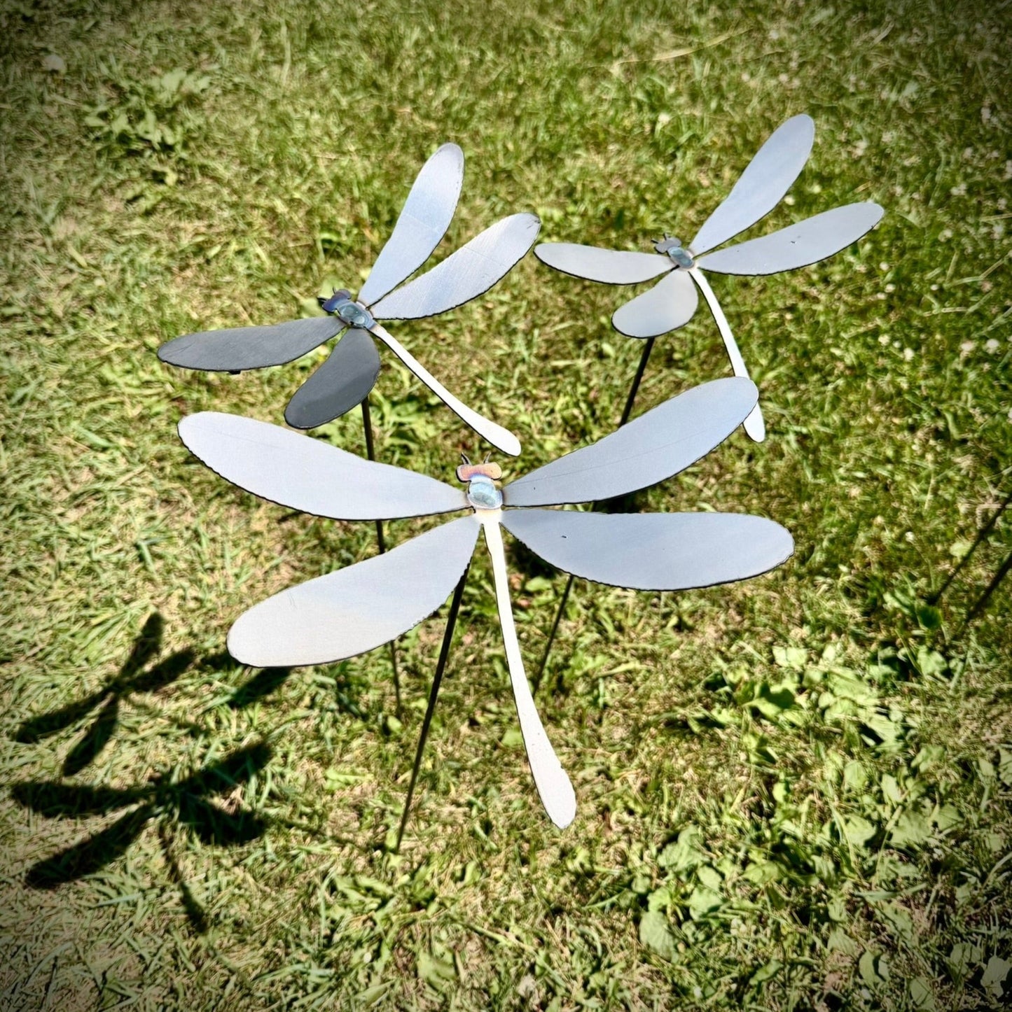 3-Pack Metal Dragonfly Garden Stakes - butterfly garden art - dragon fly - Northern Forge, LLC